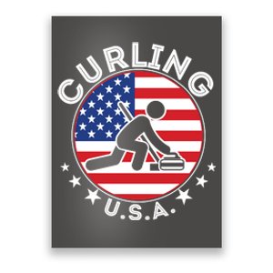 Cool USA Curling Team Flag Emblem Logo Poster