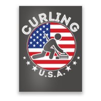 Cool USA Curling Team Flag Emblem Logo Poster