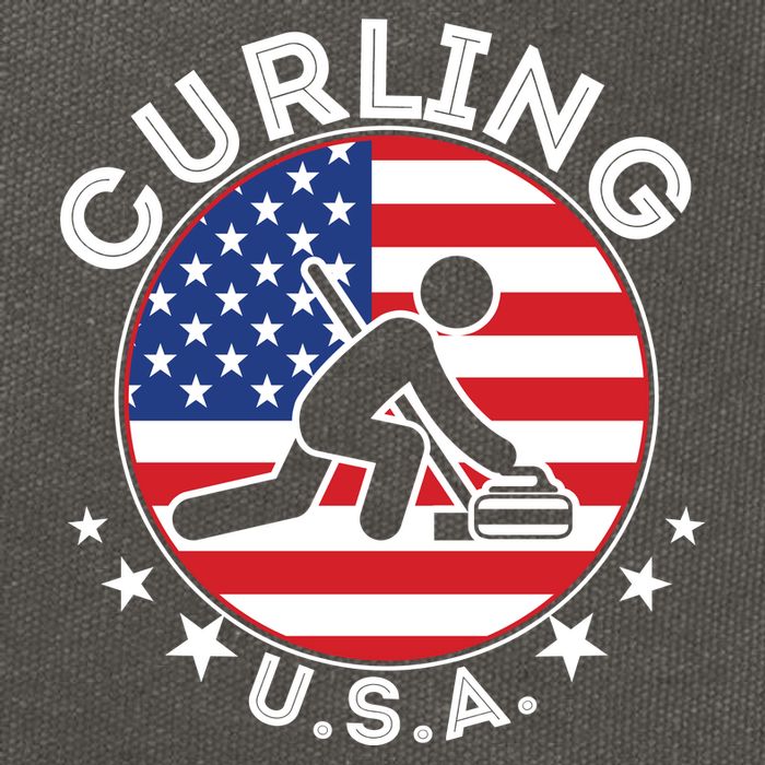 Cool USA Curling Team Flag Emblem Logo Cotton Canvas Backpack