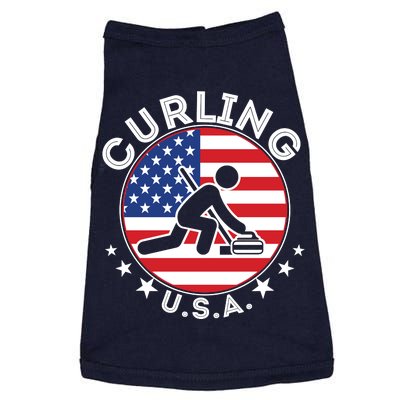 Cool USA Curling Team Flag Emblem Logo Doggie Tank