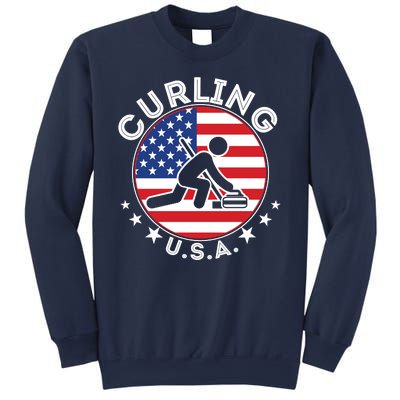 Cool USA Curling Team Flag Emblem Logo Sweatshirt