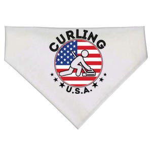 Cool USA Curling Team Flag Emblem Logo USA-Made Doggie Bandana