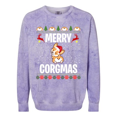 Corgi Ugly Christmas Sweater Merry Corgmas Santa Corgi Gift Colorblast Crewneck Sweatshirt