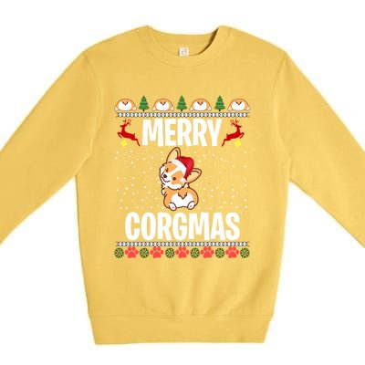 Corgi Ugly Christmas Sweater Merry Corgmas Santa Corgi Gift Premium Crewneck Sweatshirt