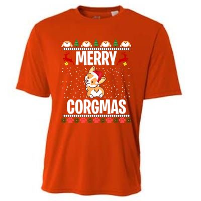 Corgi Ugly Christmas Sweater Merry Corgmas Santa Corgi Gift Cooling Performance Crew T-Shirt