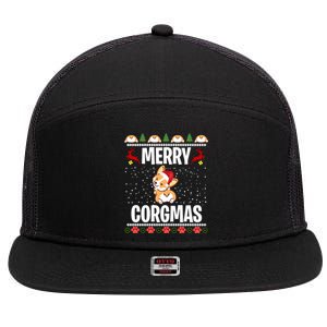 Corgi Ugly Christmas Sweater Merry Corgmas Santa Corgi Gift 7 Panel Mesh Trucker Snapback Hat