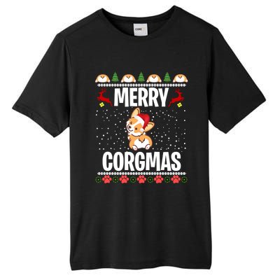 Corgi Ugly Christmas Sweater Merry Corgmas Santa Corgi Gift Tall Fusion ChromaSoft Performance T-Shirt