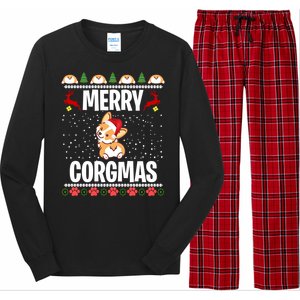 Corgi Ugly Christmas Sweater Merry Corgmas Santa Corgi Gift Long Sleeve Pajama Set