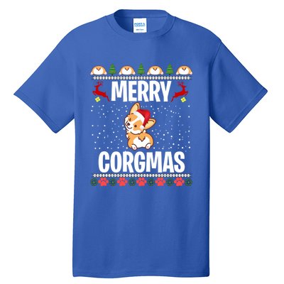 Corgi Ugly Christmas Sweater Merry Corgmas Santa Corgi Gift Tall T-Shirt