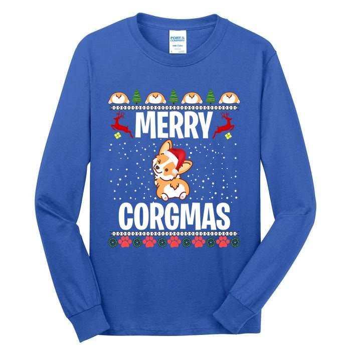 Corgi Ugly Christmas Sweater Merry Corgmas Santa Corgi Gift Tall Long Sleeve T-Shirt