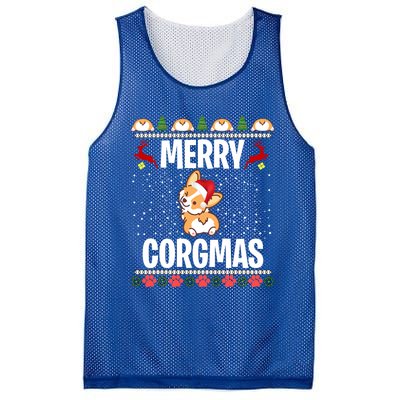 Corgi Ugly Christmas Sweater Merry Corgmas Santa Corgi Gift Mesh Reversible Basketball Jersey Tank