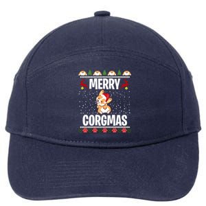 Corgi Ugly Christmas Sweater Merry Corgmas Santa Corgi Gift 7-Panel Snapback Hat