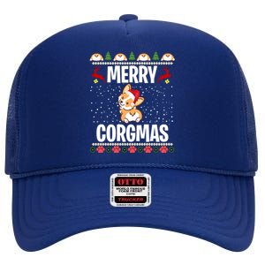 Corgi Ugly Christmas Sweater Merry Corgmas Santa Corgi Gift High Crown Mesh Back Trucker Hat