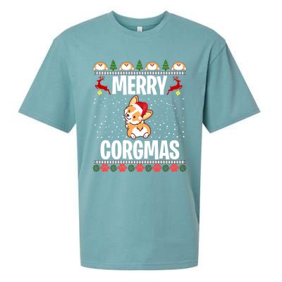 Corgi Ugly Christmas Sweater Merry Corgmas Santa Corgi Gift Sueded Cloud Jersey T-Shirt