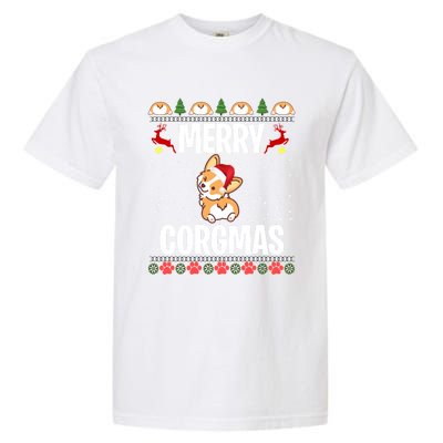 Corgi Ugly Christmas Sweater Merry Corgmas Santa Corgi Gift Garment-Dyed Heavyweight T-Shirt