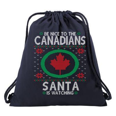 Canadian Ugly Christmas Party Funny Canada Maple Leaf Gift Drawstring Bag