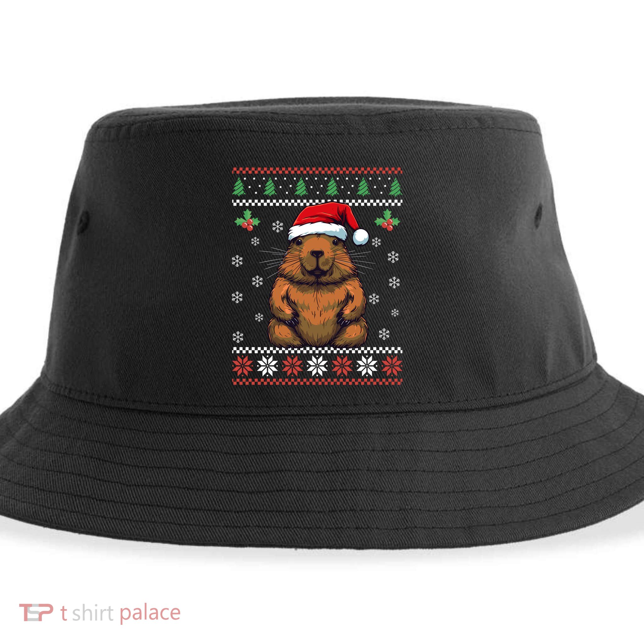 Capybara Ugly Christmas Xmas Dults Gift Sustainable Bucket Hat