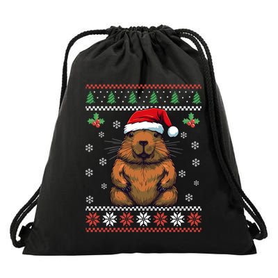 Capybara Ugly Christmas Xmas Dults Gift Drawstring Bag