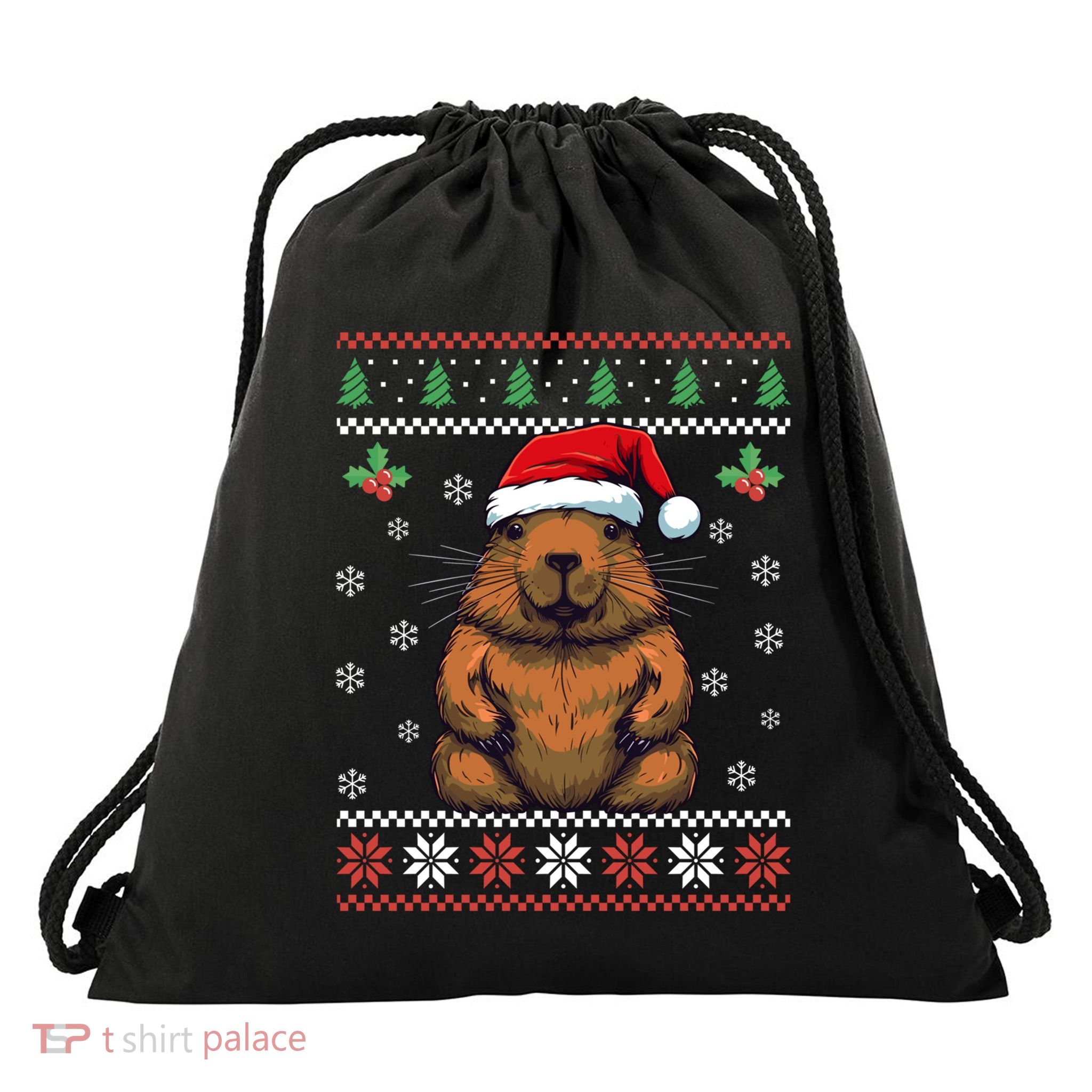 Capybara Ugly Christmas Xmas Dults Gift Drawstring Bag