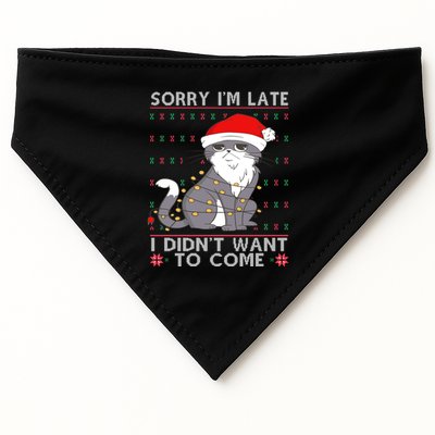 Cat Ugly Christmas Sweater Ideas Sorry Im Late I DidnT Want Cute Gift USA-Made Doggie Bandana