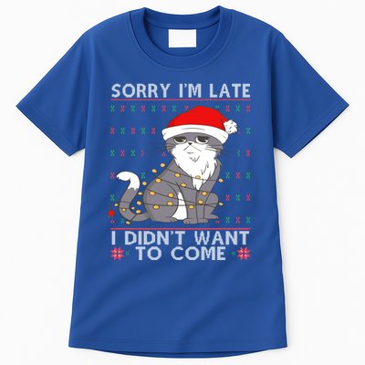 Cat Ugly Christmas Sweater Ideas Sorry Im Late I DidnT Want Cute Gift Tall T-Shirt