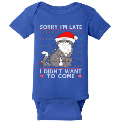 Cat Ugly Christmas Sweater Ideas Sorry Im Late I DidnT Want Cute Gift Baby Bodysuit