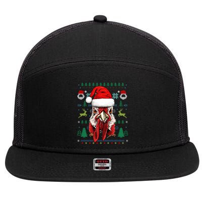 Chicken Ugly Christmas Santa Hat Xmas Boys Girls Cool Gift 7 Panel Mesh Trucker Snapback Hat