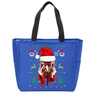 Chicken Ugly Christmas Santa Hat Xmas Boys Girls Cool Gift Zip Tote Bag