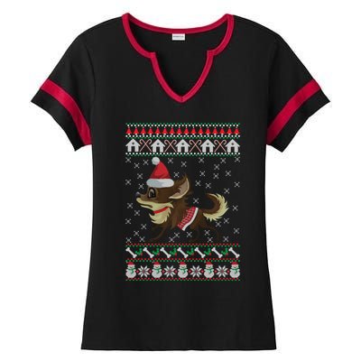 Chihuahua Ugly Christmas Funny Holiday Dog Lover Xmas Gift Funny Gift Ladies Halftime Notch Neck Tee