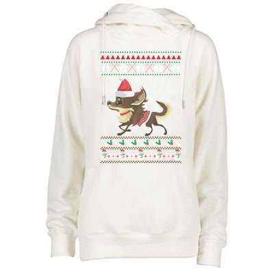 Chihuahua Ugly Christmas Funny Holiday Dog Lover Xmas Gift Funny Gift Womens Funnel Neck Pullover Hood