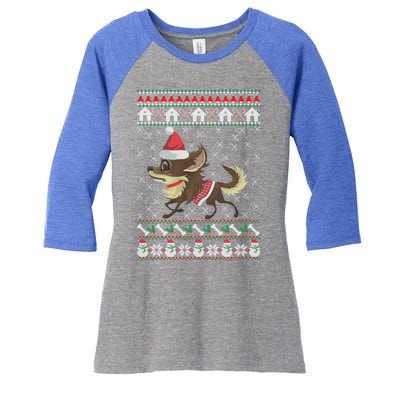 Chihuahua Ugly Christmas Funny Holiday Dog Lover Xmas Gift Funny Gift Women's Tri-Blend 3/4-Sleeve Raglan Shirt