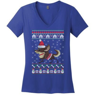 Chihuahua Ugly Christmas Funny Holiday Dog Lover Xmas Gift Funny Gift Women's V-Neck T-Shirt