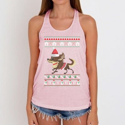 Chihuahua Ugly Christmas Funny Holiday Dog Lover Xmas Gift Funny Gift Women's Knotted Racerback Tank