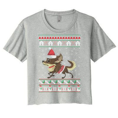 Chihuahua Ugly Christmas Funny Holiday Dog Lover Xmas Gift Funny Gift Women's Crop Top Tee