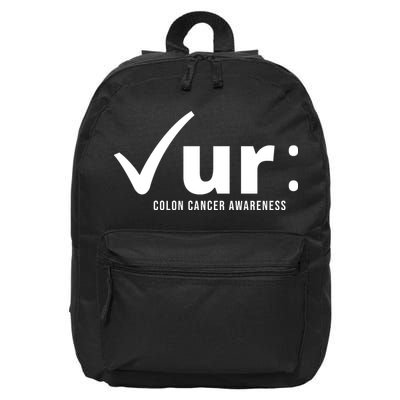 Check Ur Colon Cancer Awareness 16 in Basic Backpack