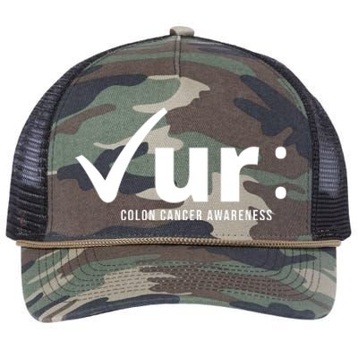 Check Ur Colon Cancer Awareness Retro Rope Trucker Hat Cap