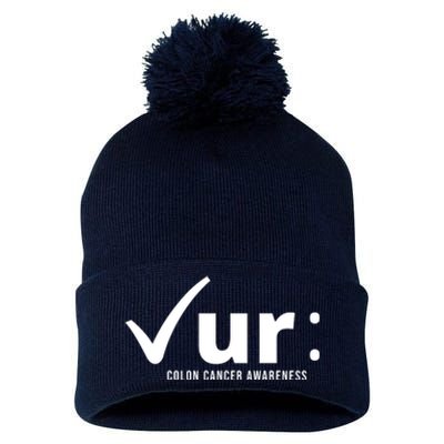 Check Ur Colon Cancer Awareness Pom Pom 12in Knit Beanie