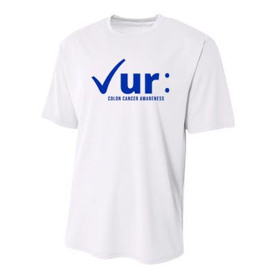 Check Ur Colon Cancer Awareness Youth Performance Sprint T-Shirt