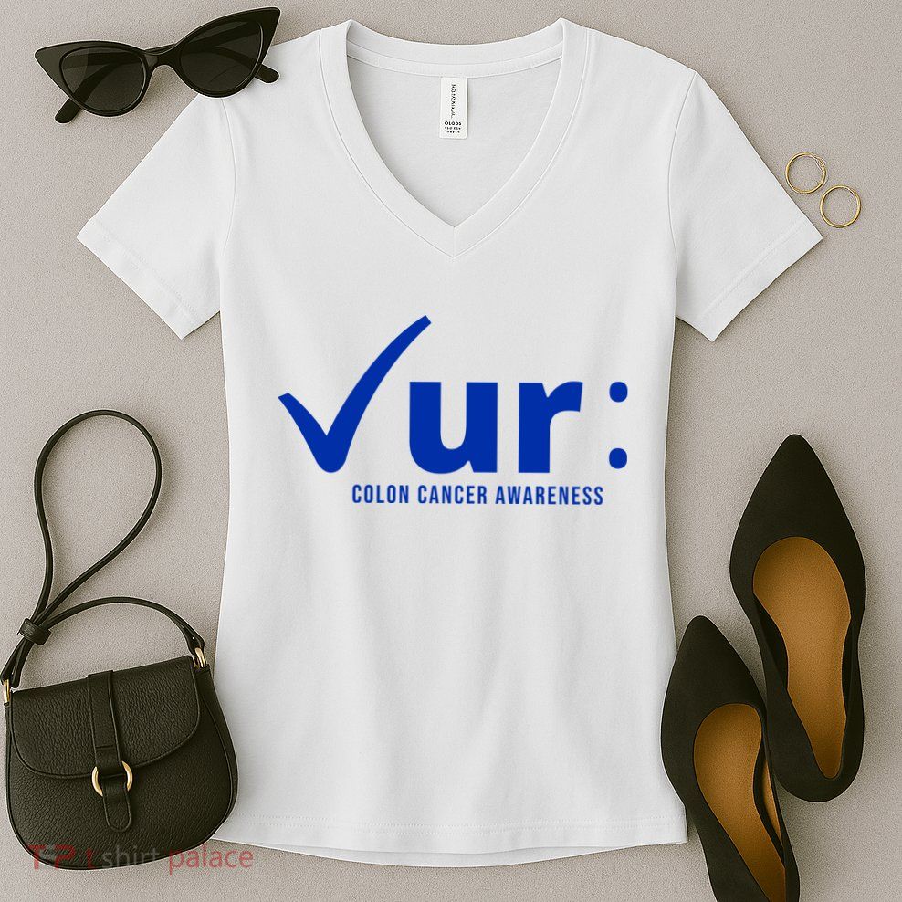 Check Ur Colon Cancer Awareness Women's V-Neck T-Shirt