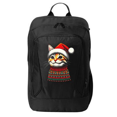 Cat Ugly Christmas Sweater Pajamas  City Backpack