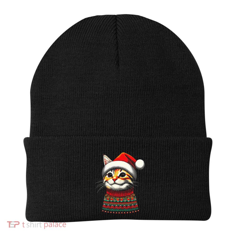 Cat Ugly Christmas Sweater Pajamas  Beanie