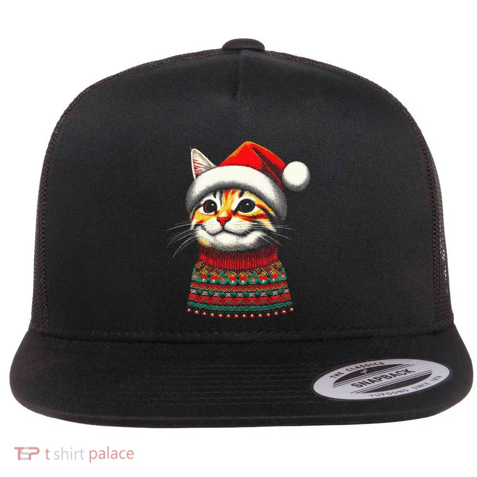 Cat Ugly Christmas Sweater Pajamas  Flatbill Hat