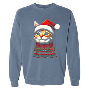 Cat Ugly Christmas Sweater Pajamas  Garment-Dyed Sweatshirt