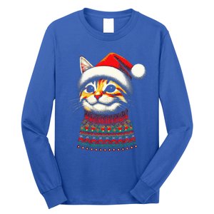 Cat Ugly Christmas Sweater Pajamas  Long Sleeve Shirt