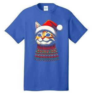 Cat Ugly Christmas Sweater Pajamas  Tall T-Shirt