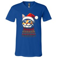 Cat Ugly Christmas Sweater Pajamas  V-Neck T-Shirt