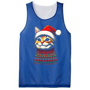 Cat Ugly Christmas Sweater Pajamas  Mesh Reversible Basketball Jersey Tank