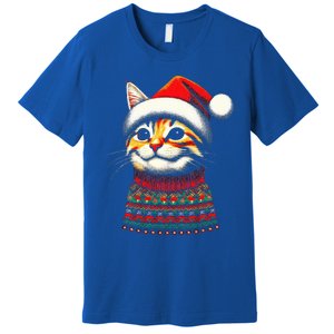 Cat Ugly Christmas Sweater Pajamas  Premium T-Shirt