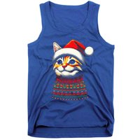 Cat Ugly Christmas Sweater Pajamas  Tank Top