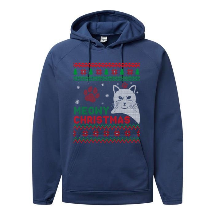 Cat Ugly Christmas Performance Fleece Hoodie